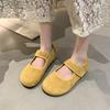 Leather All-inclusive Women's Shoes New Spring and Summer Mary Jane Single Shoes Flat Beanie Shoes Grandma Ladyshoes