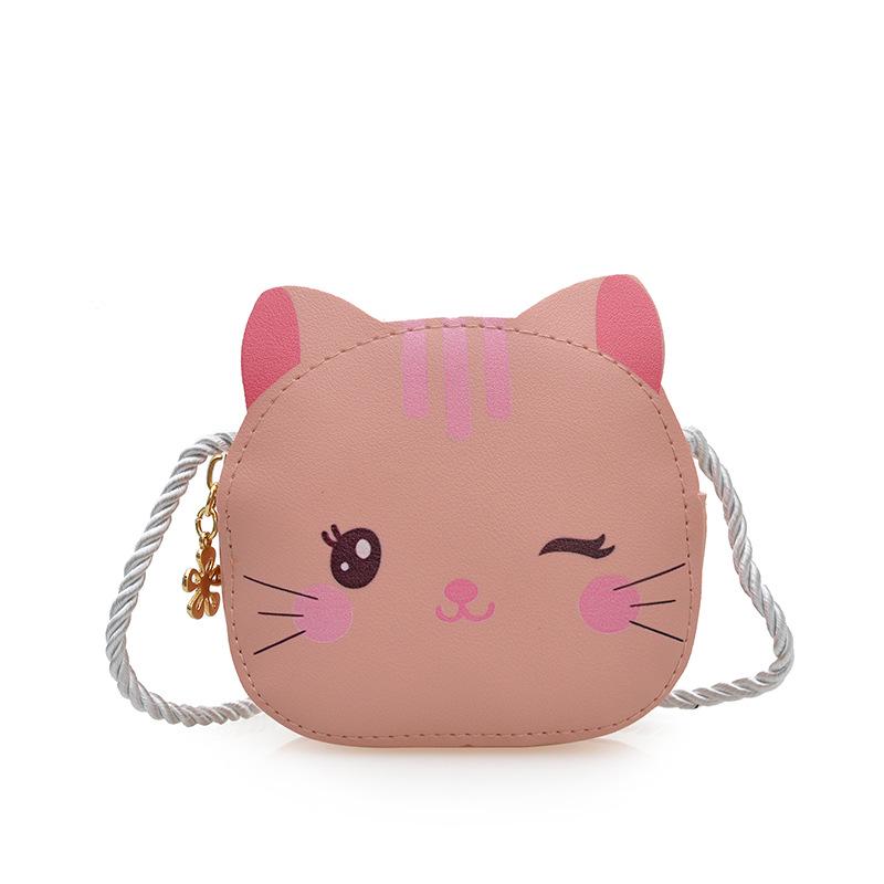 Cute Cartoon Kitten Color Block Kids' Crossbody Coin Purse and Shoulder Bag