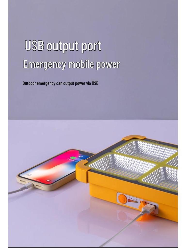 Solar-Powered Portable Floodlight for Outdoor Camping and Emergency Lighting