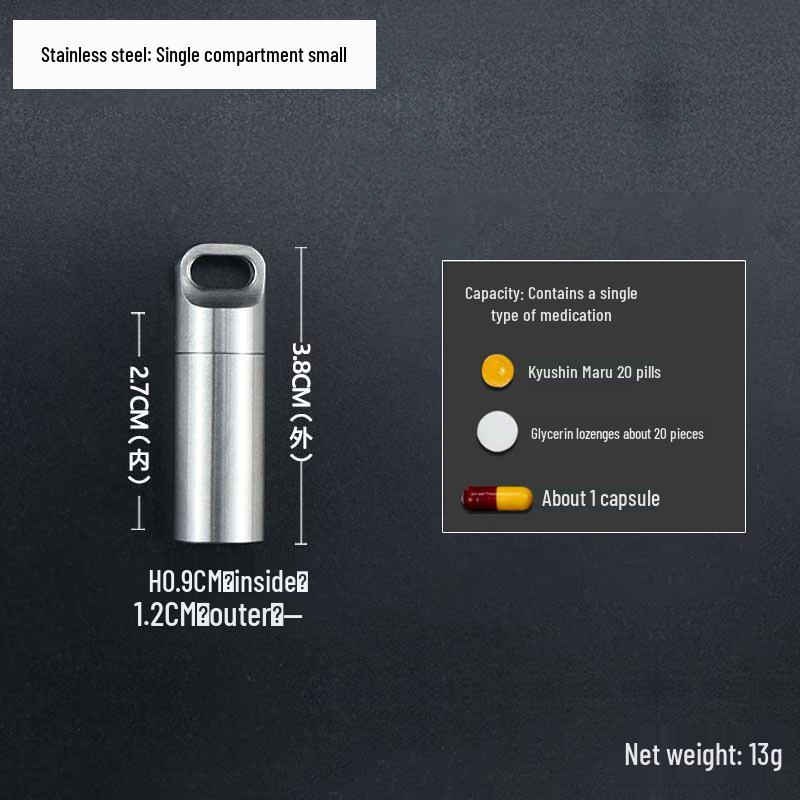 Водонепроницаемая мини-таблетница из нержавеющей стали - Портативный, влагозащищенный дорожный контейнер для лекарств