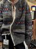 Корейский ретро кардиган в стиле Fair Isle с цветовыми блоками - Мягкий, уютный трикотаж для осени/зимы