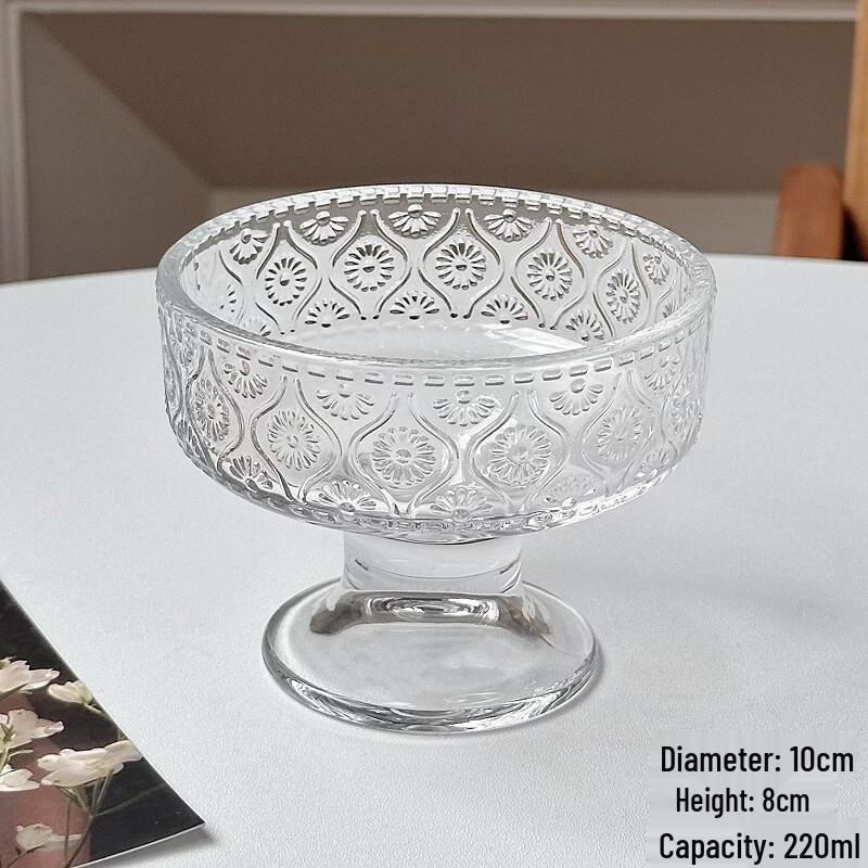 ZISIZ Stemmed Vertical Striped Plastic Dessert Cups