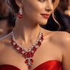 Rhinestone Crystal Necklace Earrings Shining Bridal Jewelry Set  Ball Banquet