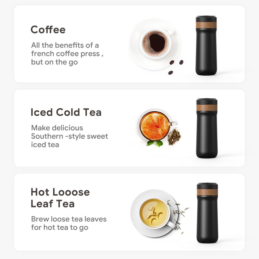 i Cafilas [FK11] Портативная термокружка для французского пресса, американская термокружка 350 мл с двухслойной изоляцией, уличный Trave (Земля и вода разделены)