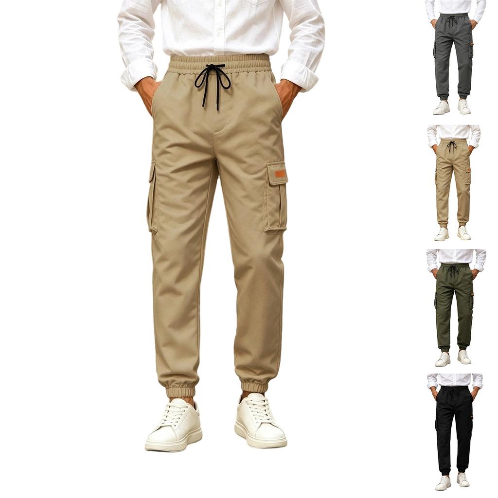 Men's Multi-Pocket Casual Cargo Pants with Tapered Leg for Everyday Wear