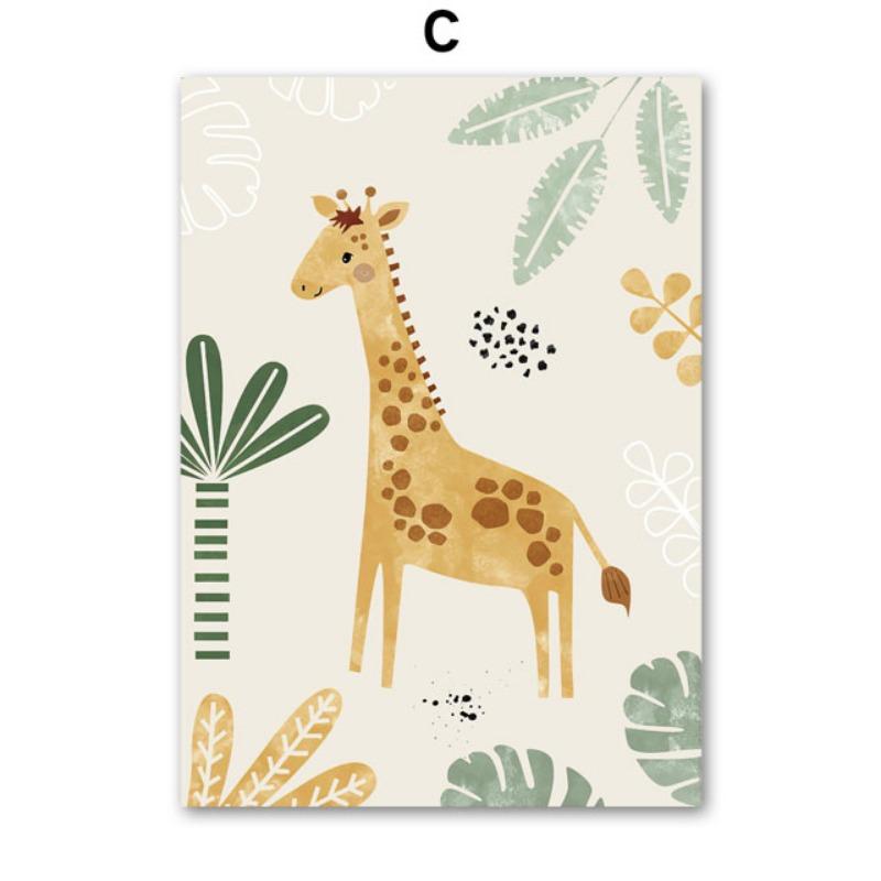 Милый лев, жираф, зебра, лист, детская настенная живопись, холст, картина, джунгли, животные, постеры и принты, картинки для декора детской комнаты