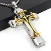 Gold, Black, Silver Color , Domineering Three-layer Men's Necklace, Oil Dripping Cross