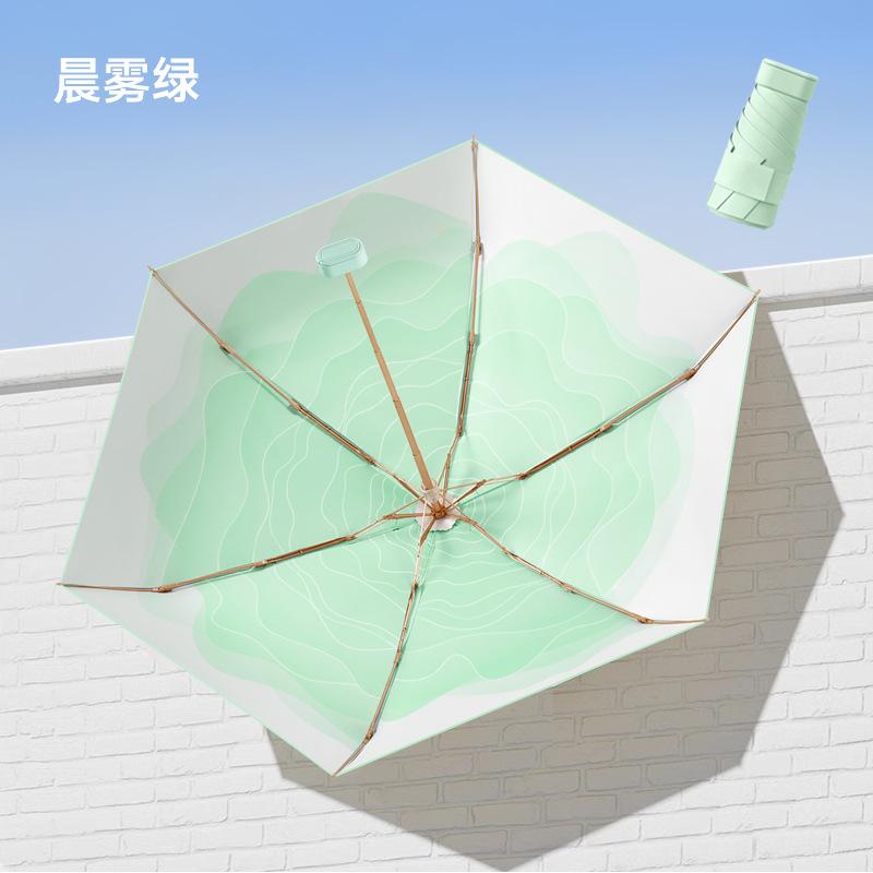 50% Off Hand-opened Mini Sun Umbrella Sunscreen Parasol Small Gold Flat Umbrella Gold Glue Thumb Umbrella Folding Pocket Umbrella