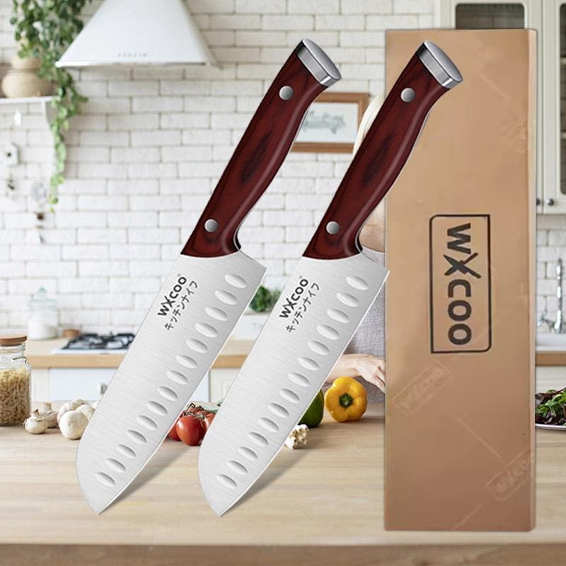 WXCOO Кухонный нож из нержавеющей стали Нож для овощей и фруктов Разделочный нож для костей Японский нож для рыбы Сантоку Деревянная ручка