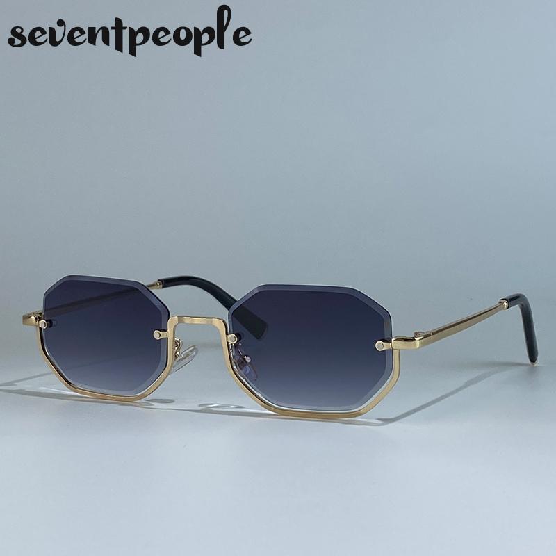 Steampunk Semi-Rimless Rectangle Sunglasses Women  Luxury Brand Vintage Metal Outdoor Sunglass Trendy Driving Shades UV400