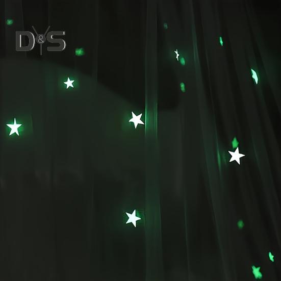 Балдахин для кровати с флуоресцентными звездами, дышащая москитная сетка, детская комната, круглая верхняя часть, детская кроватка, палатка, хозяйственные принадлежности