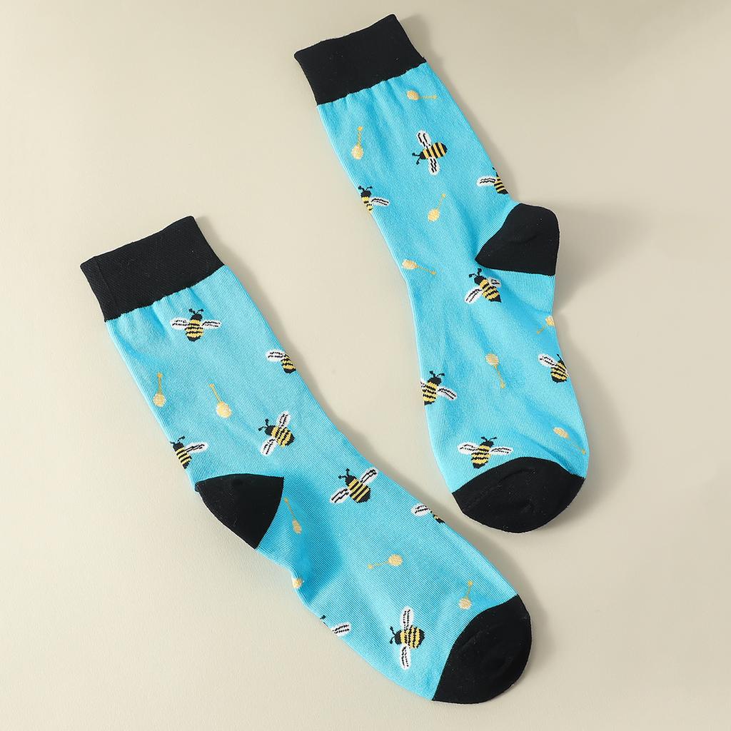 1 пара женских носков с мультяшным рисунком зебры, пчелы, ежа, коровы, забавные носки с принтом животных, модные, повседневные, цветные, хлопковые носки до щиколотки