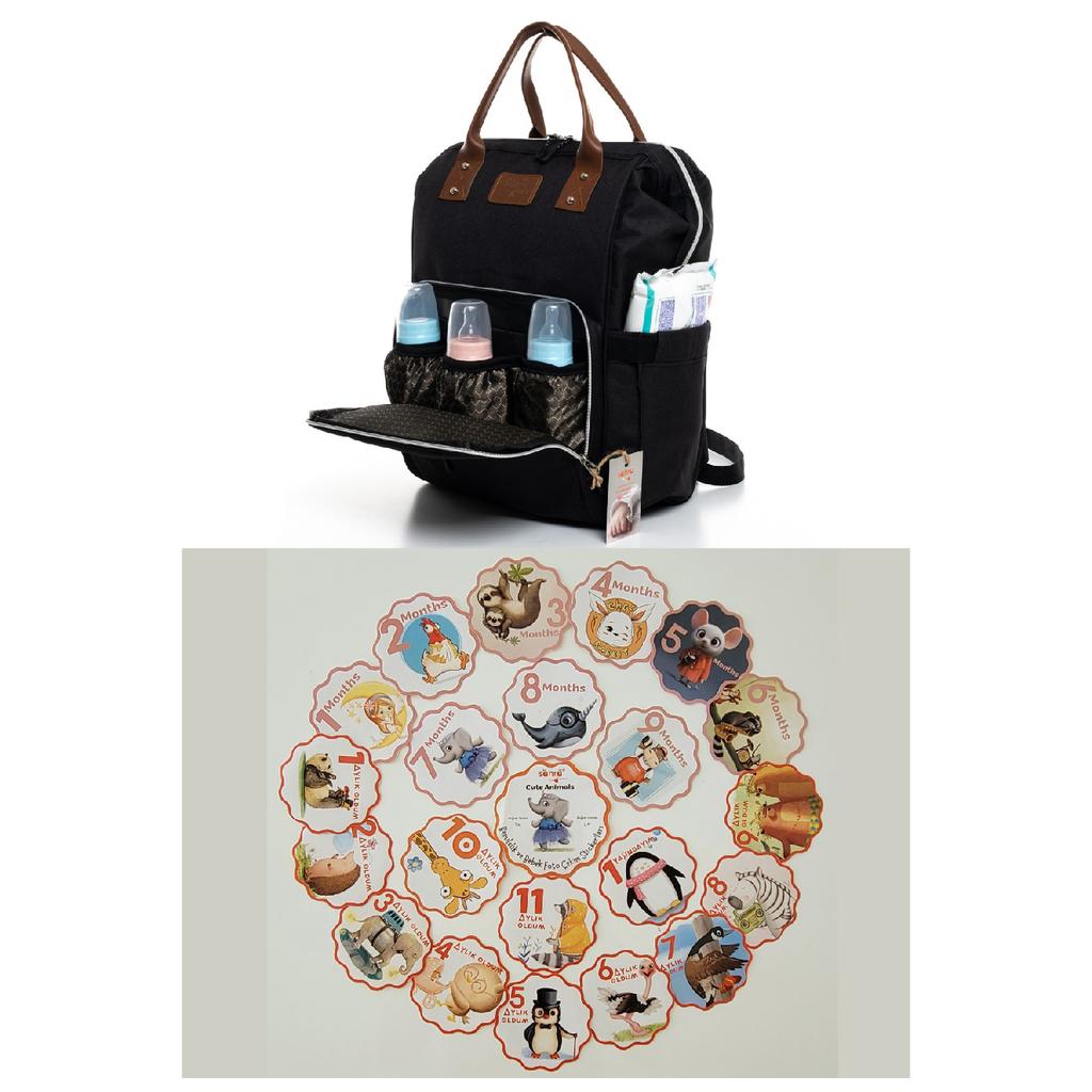 Черно-серый рюкзак для ухода за мамой и ребенком с бутылочкой-термосом, водонепроницаемая коляска с вешалкой