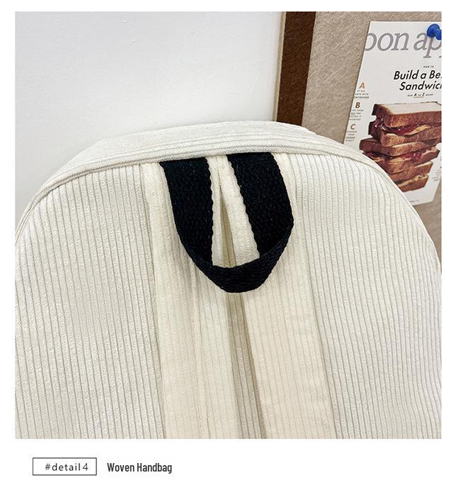 Star Women's Corduroy Backpack - Large Capacity, College Style for Junior & High School Students