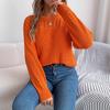 Women's Casual Solid-color Hollowed-out Lantern Long-sleeved Pullover Sweater