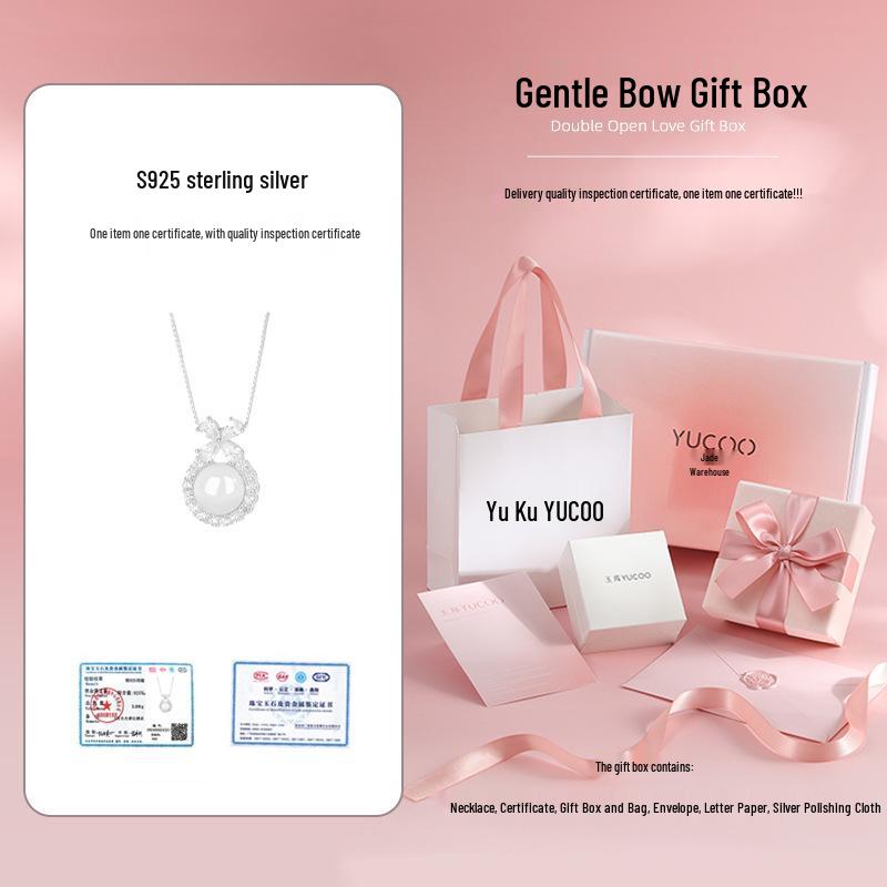 Халцедоновый бантик, ожерелье из стерлингового серебра 925 пробы, подарок на день рождения в стиле легкой роскоши для женщин и девушек