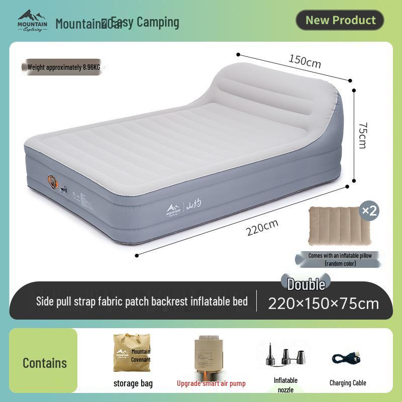 Double-Layer Inflatable Backrest Mattress for Two with Thickened Design