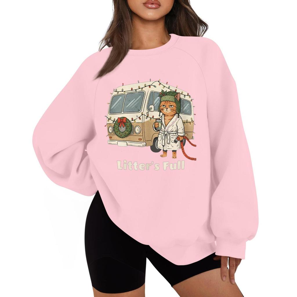 Women's Casual Fashion Solid Color Round Neck Raglan Long Sleeve Sweatshirt Top