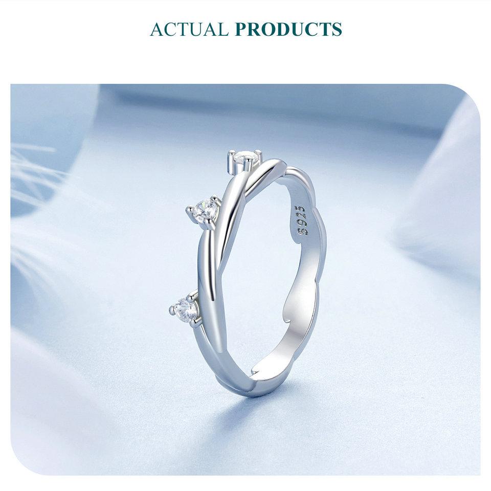 BAMOER 925 Sterling Silver Simple Twisted Ring Fashion Everyday Wear For Women Birthday Gifts Fine Jewelry