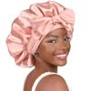 Oversized Satin Nightcap with Bow - Women's Autumn/Winter Beauty & Care Headscarf Hat