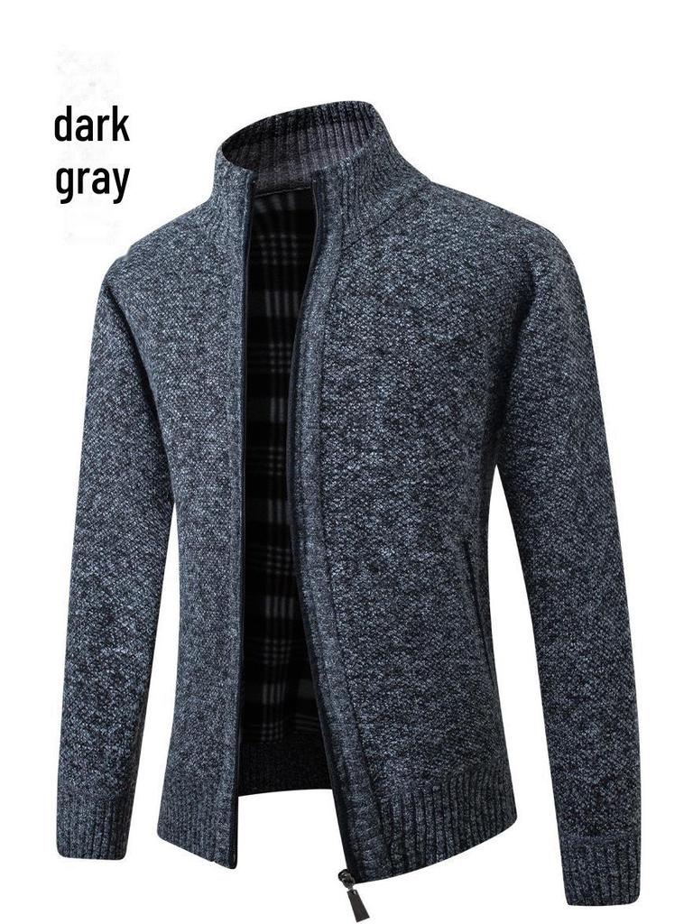European Men's Thick Knitted Stand Collar Sweater Cardigan 2022 Edition