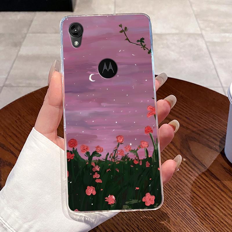 Jelly Casing For Motorola Moto E6 Fundas MOTOE6 Capa Clear Silicone Soft TPU Back Cover Cute Cat Rabbit Heart Protective Case