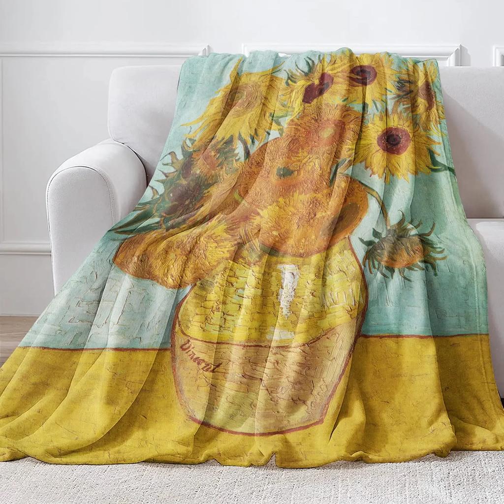 Одеяло с изображением Ван Гога, фланелевое флисовое одеяло «Звездная ночь», очень мягкое, теплое, для постельного белья, дивана, плюшевого одеяла для подарка