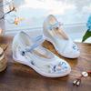 Chinese Style Shoes Interior Height Increase Old Beijing Cloth Shoes for Women Paired with Hanfu High Heels Buckle Platform Shoes