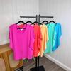 Women's V Neck Short Sleeve Oversized Ribbed T Shirt Casual Commuter Basic Top
