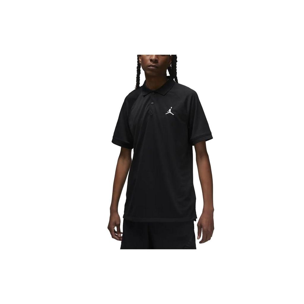 Jordan Мужская футболка-поло с коротким рукавом и логотипом Dri-Fit, однотонная, черная, DZ0540-010