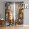 Рождественский гном лес снежная сцена мультфильм шторы для гостиной спальни украшение дома окна вуаль тюль занавески драпировки