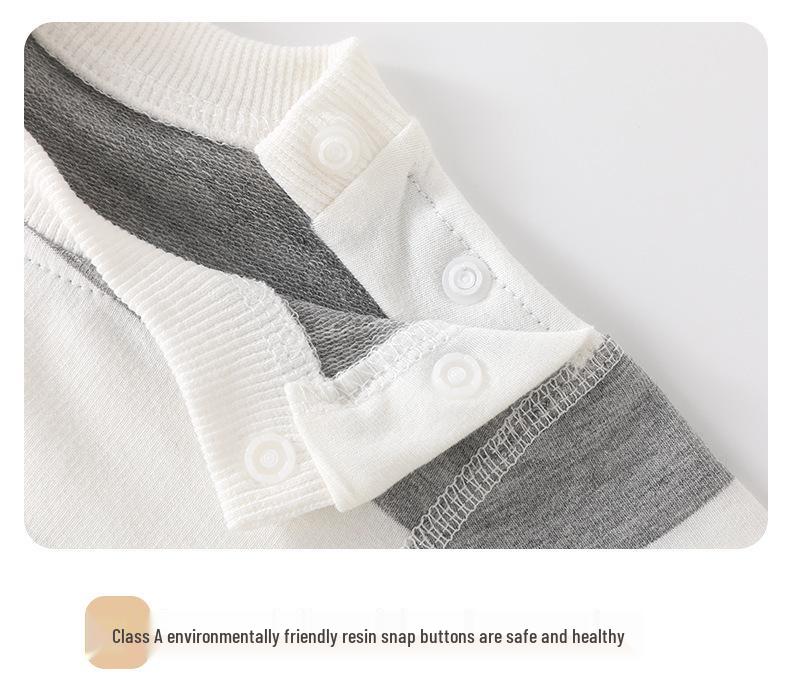 Полосатый боди с длинным рукавом для малыша - Мультяшный весенне-осенний наряд для новорожденного