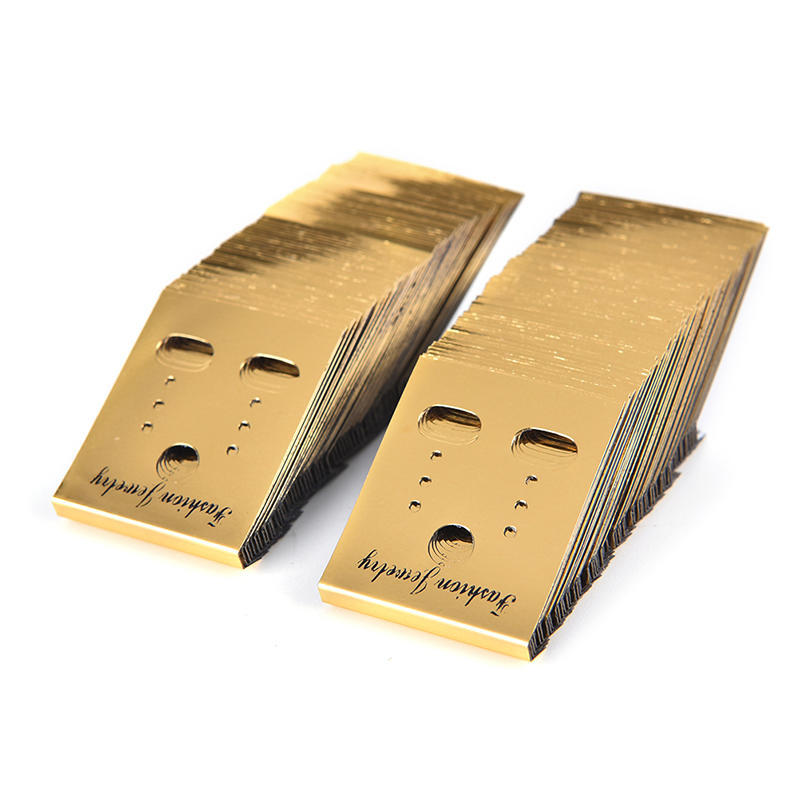 100X Gold Professional Type Plastic Earring Ear Studs Holder Display Hang Cards,