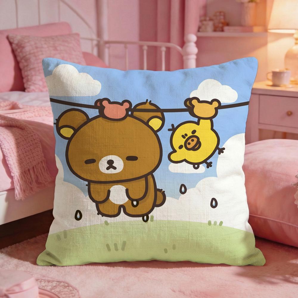RRirakkumas Cute Bear Cushion Cover Premium Comfort Reversible Pillow Cove Two In One Design For Any Room Car Interior