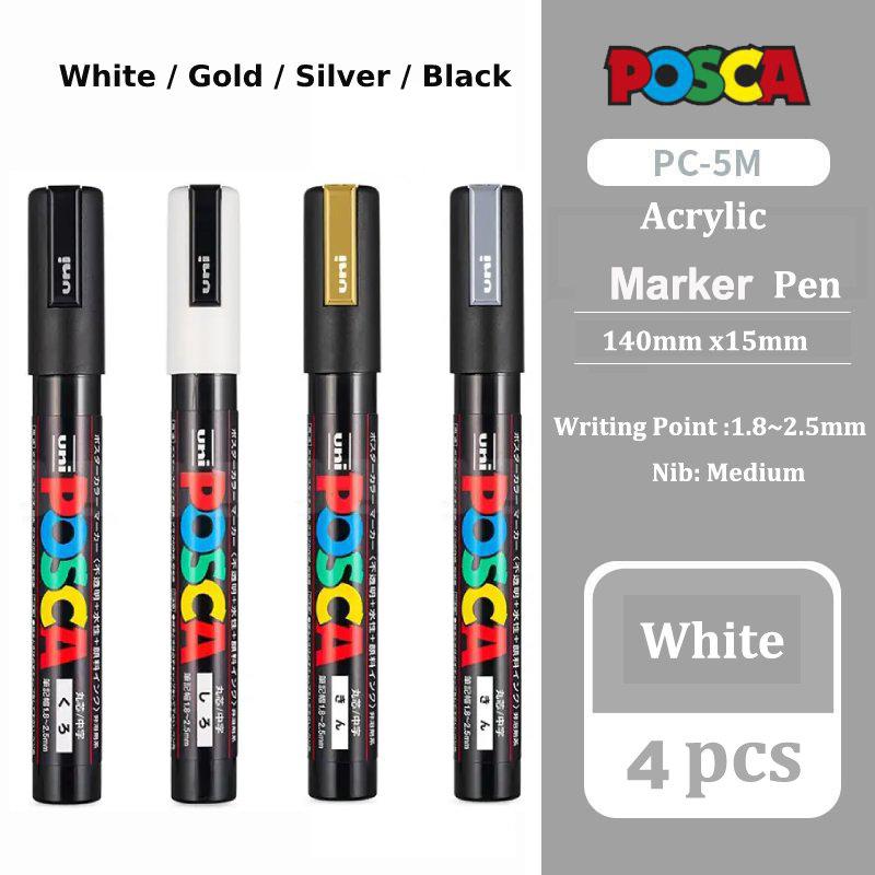 Японские маркеры Posca Poster Color, PC-1M/3M/5M Белый/Черный/Золотой/Серебряный Водонепроницаемые Красочные Маркеры для Рисования Раскрашивания stiften