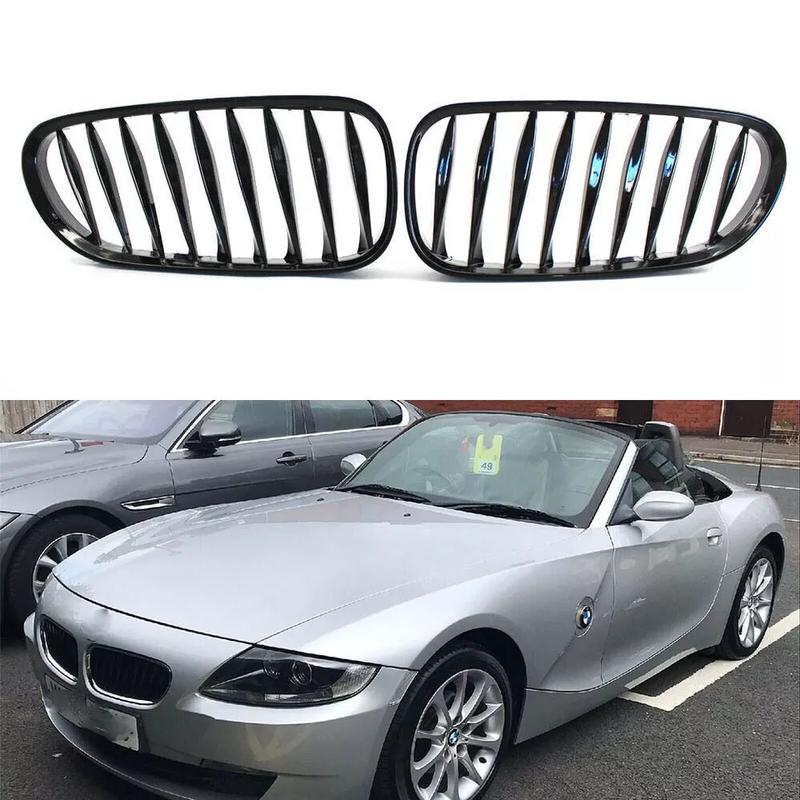 For BMW Z4 E85 E86 Convertible 2003-2008 Pair Glossy Black Car Front Kidney Grille Racing Grills Grilles Auto Car Accessories