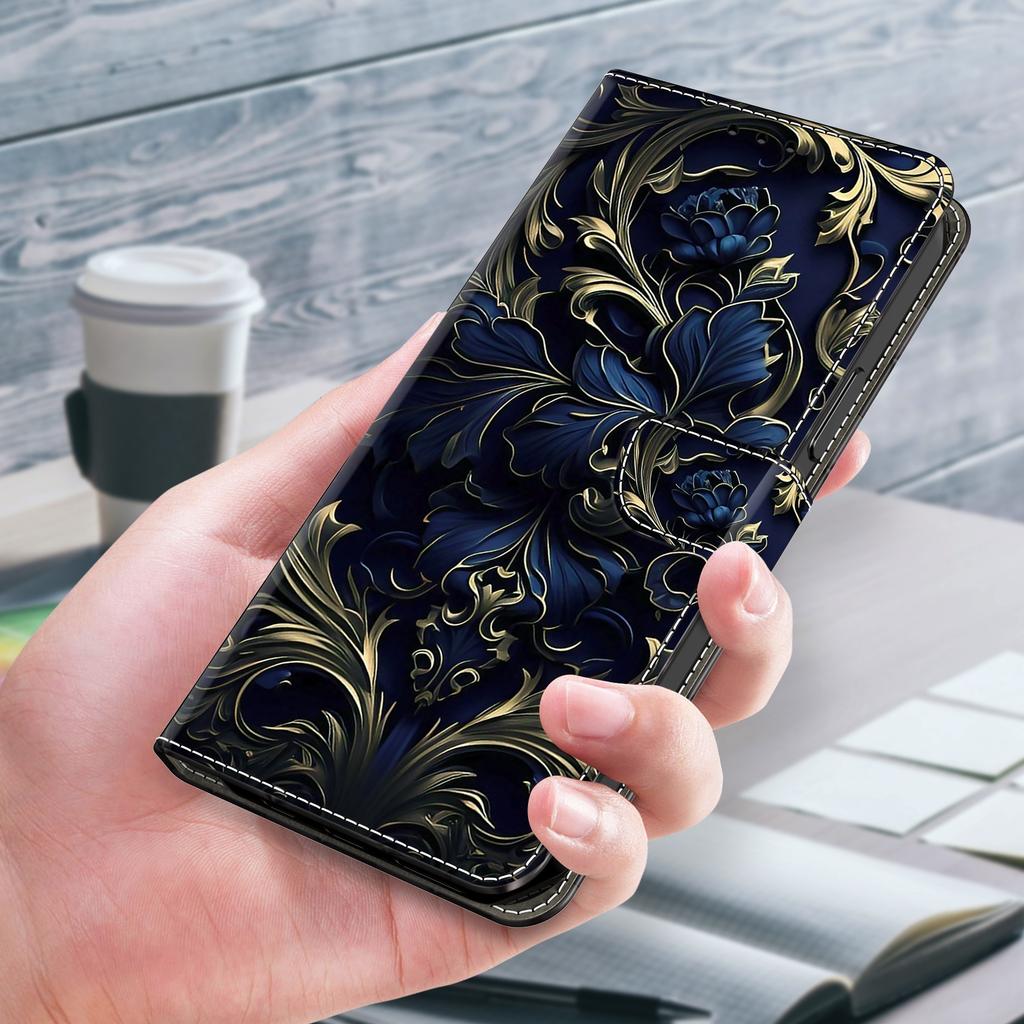 Для Xiaomi Redmi Note 13 4G кожаный чехол с принтом и бумажником-подставкой для телефона