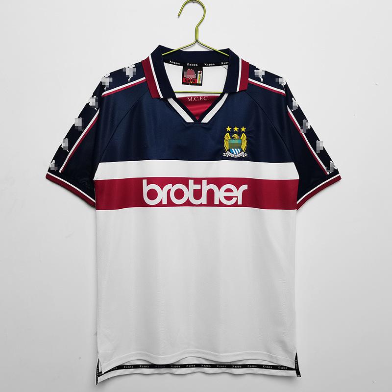 97-98 Manchester City retro jersey No. 17 Sun Jihai 16 Aguero 15 Harland 07-08 long short-sleeved football jersey