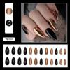 24pcs Manicure DIY Fake Nials Press On Nails Glitter Black Gold False Nails Long Almond French