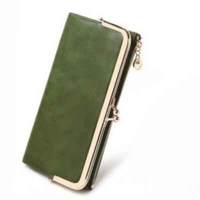 Ретро Женский Кошелек Однотонный Многофункциональный Длинный Кошелек Винтажный Клатч Кошелек для Монет Женский Держатель для Карт Кошелек на Молнии