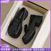 Black Shoes Women's Soft Sole Autumn Round Head Thick Sole Small Leather Shoes Large Size Women's Shoes