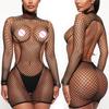 Sexy Halter Backless Underwear Women Mesh Floral Print Bra Set Elastic Fishnet Crotchless Bodystocking Erotic Lingerie Sets