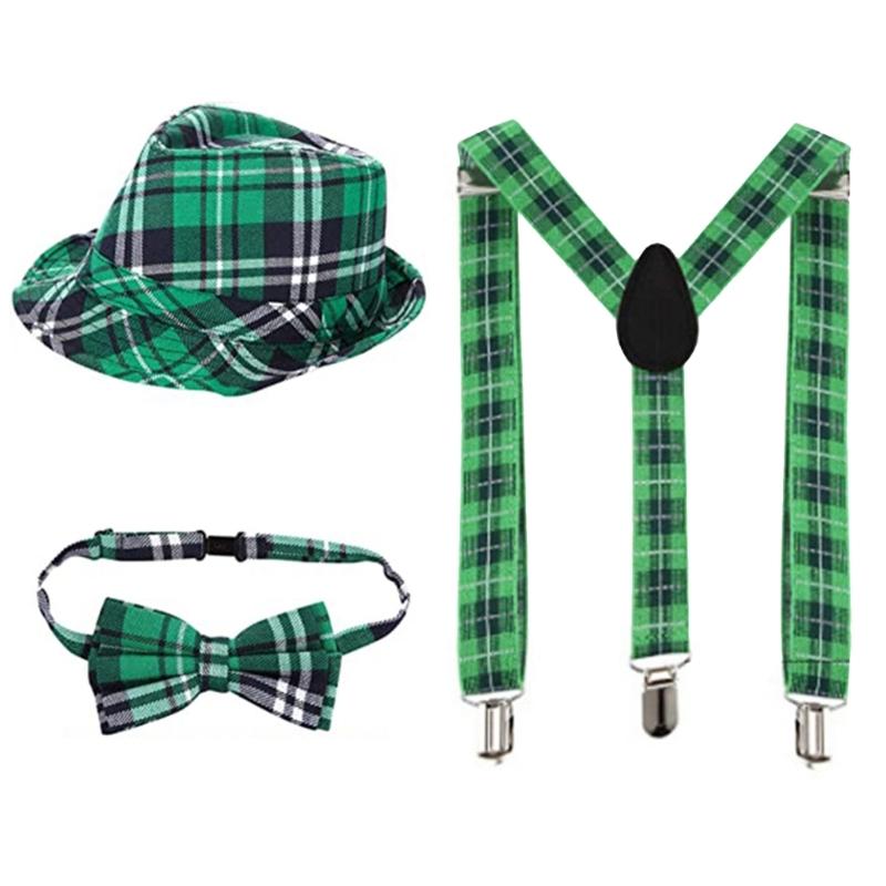 Patrick's Day Hat Bowtie Beard Headband Necklace Eyeglasses Skirt Long Glove Leg Sleeve Patrick Costume Accessories