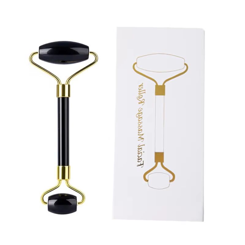 Natural Obsidian Gouache Scraper Board Set Jade Roller Massager Gua Sha Facial Lifting Acupuncture SPA Scraping Beauty Tools