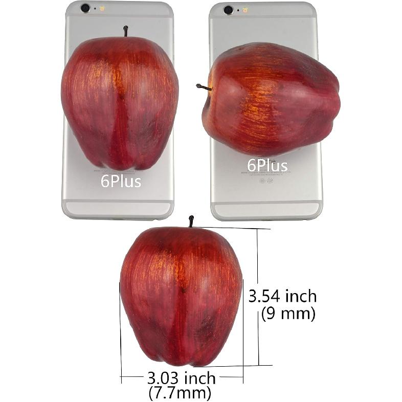JEDFORE Fake Dark Red Apple Simulation Artificial Lifelike Plastic Red Delicious Apples Set Fake Fruit for Home House Kitchen Wedding Party