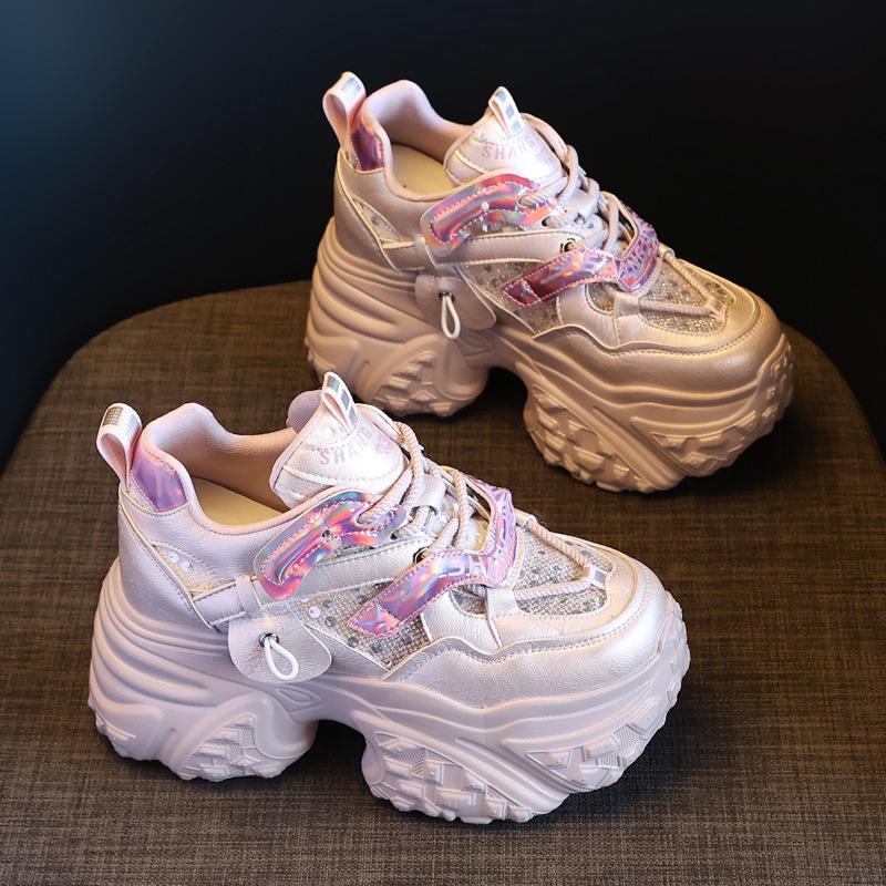 Папины кроссовки женские толстая подошва скрытый каблук осень новинка маффин мягкая подошва спортивная обувь универсальные удобные универсальные