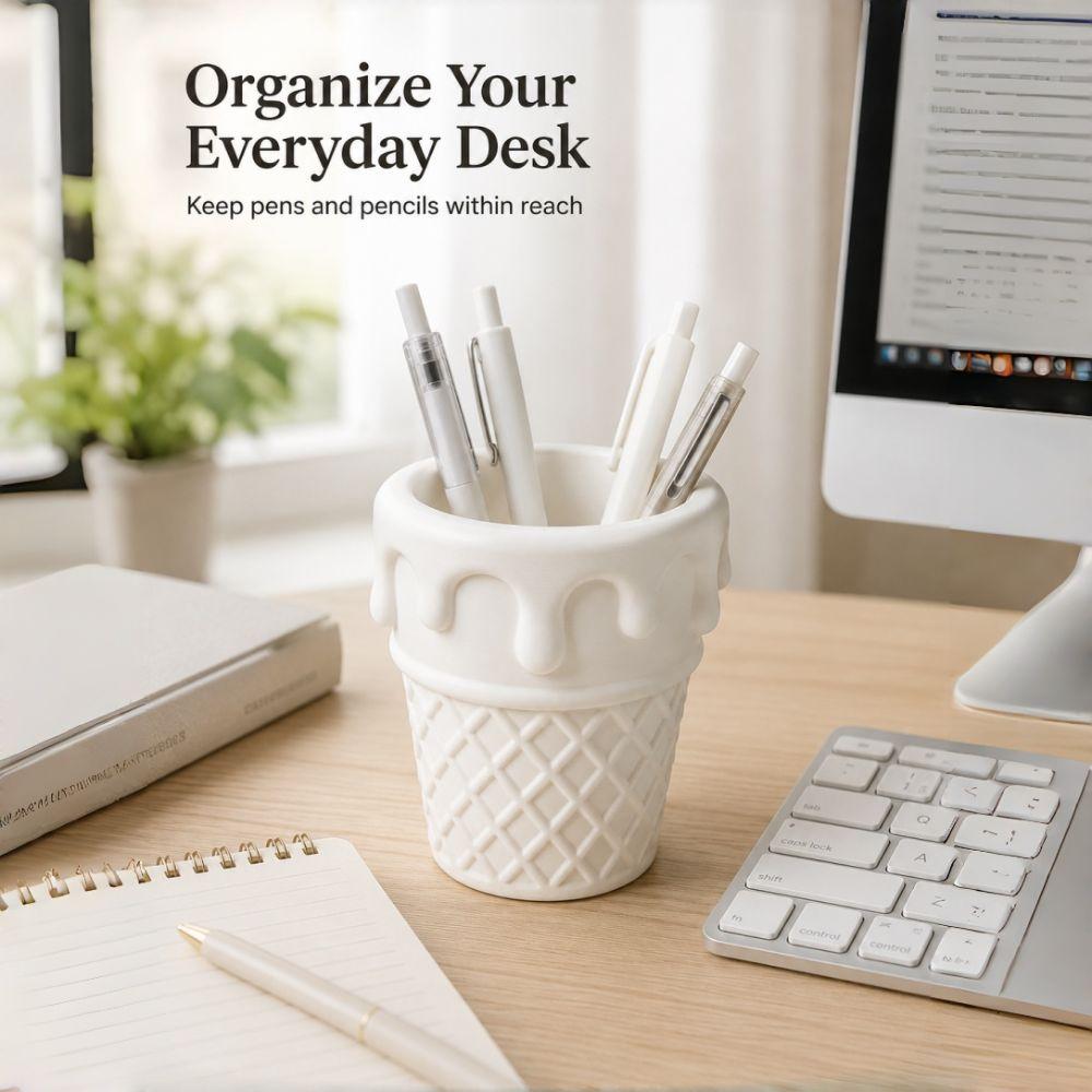 Waffle Pattern Stationery Organizer 3D Printed 3D Printed Pencil Cup Dormitory