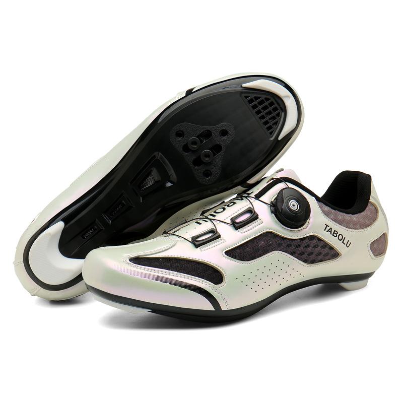 Cycling Shoes with Rotating Buckle - Breathable Unisex MTB Shoes Non-Slip Nylon Outsole Durable Leather Outdoor Riding Shoes