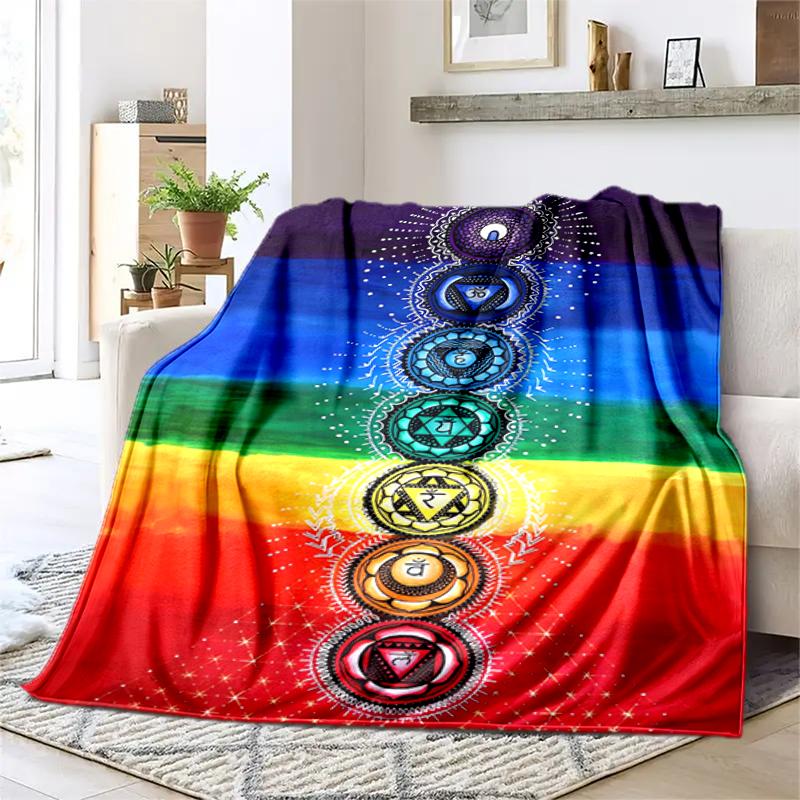 1PC Yoga Elements printed blanket, all season lightweight home office outdoor nap multifunctional blanket A12