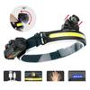 USB Rechargeable Induction Headlamp Zoom COB LED Head Lamp Built In Battery Flashlight Multifunction 6 Modes Head Torch